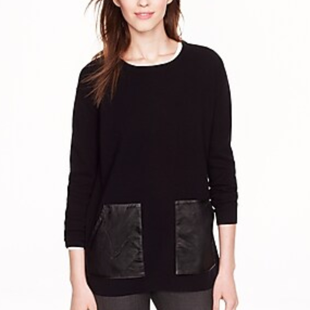 J. Crew Leather Pocket Sweater sz XXS